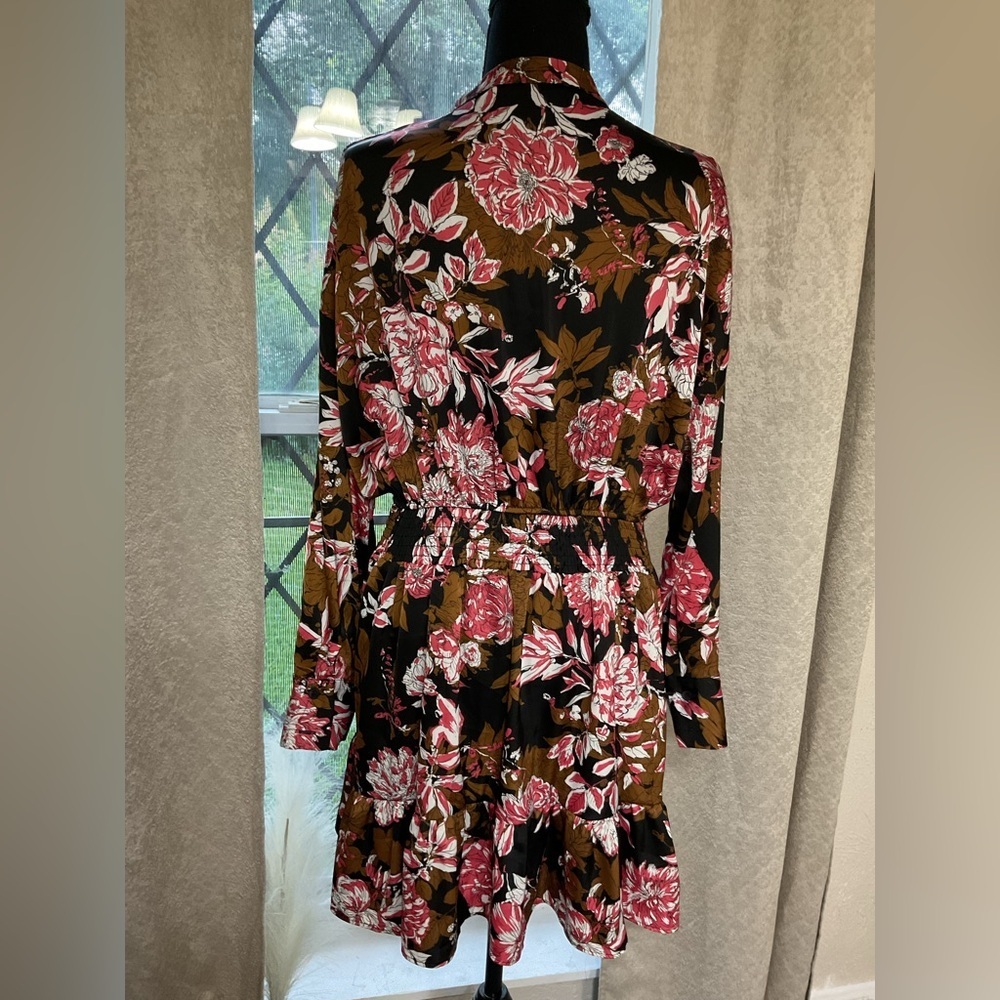ZARA Printed Floral Long Sleeve Mini Dress Size S Authentic! - Picture 4 of 12